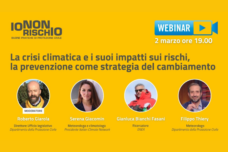 La crisi climatica e i suoi impatti sui rischi, la prevenzione come strategia del cambiamento - evidenza